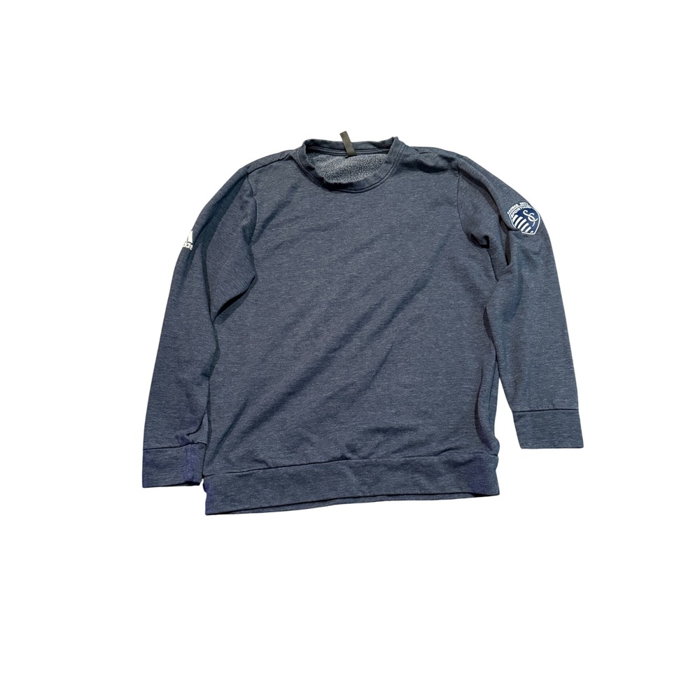 Adidas Sporting Kansas City MLS Crewneck Sweatshirt Mens Large Heather Navy Blue